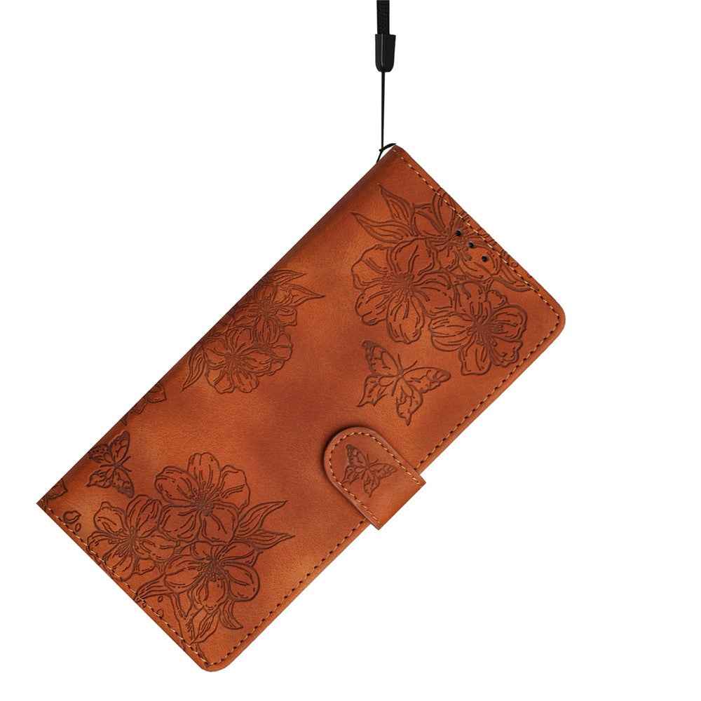 For Xiaomi 17 Pro Case Butterfly Flower Pattern Skin-Touch Leather Phone Cover - Brown