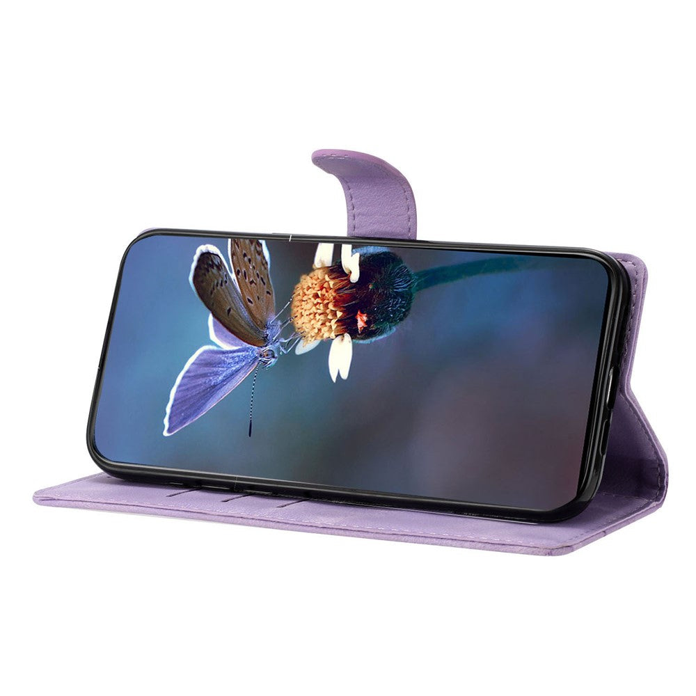 For Xiaomi 17 Pro Max Case Butterfly Flower Pattern Skin-Touch Leather Phone Cover - Purple