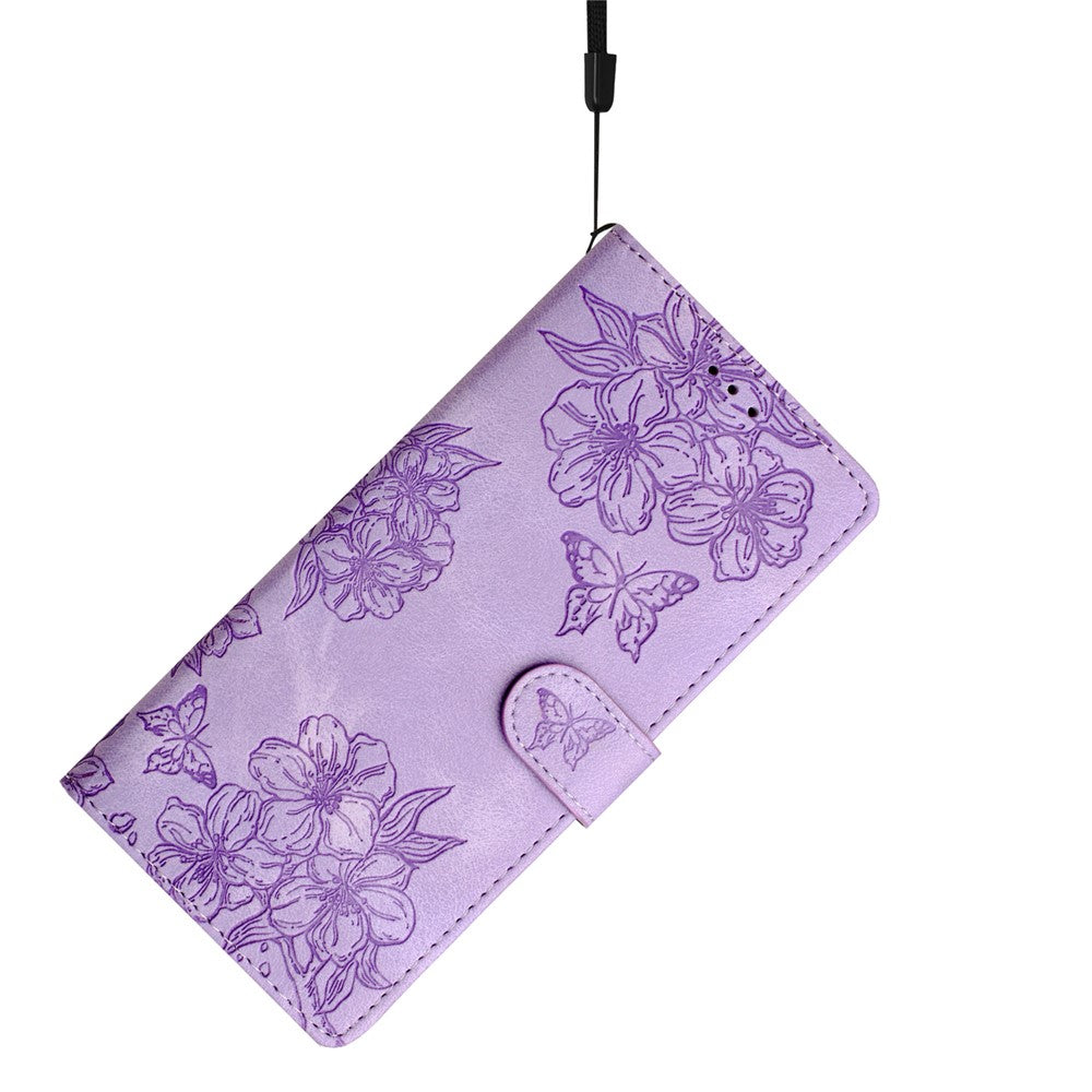 For Xiaomi 17 Pro Max Case Butterfly Flower Pattern Skin-Touch Leather Phone Cover - Purple