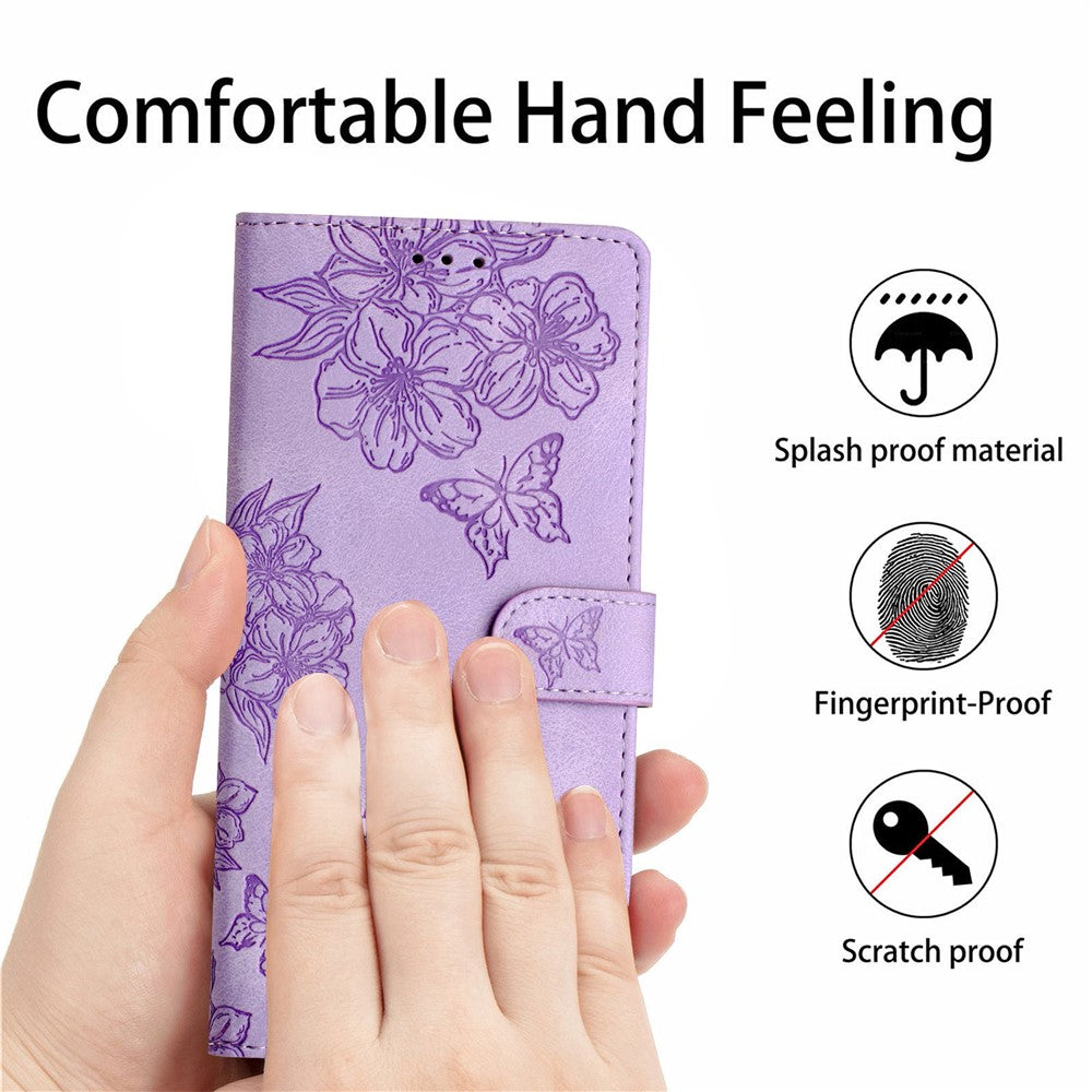 For Xiaomi 17 Pro Max Case Butterfly Flower Pattern Skin-Touch Leather Phone Cover - Purple
