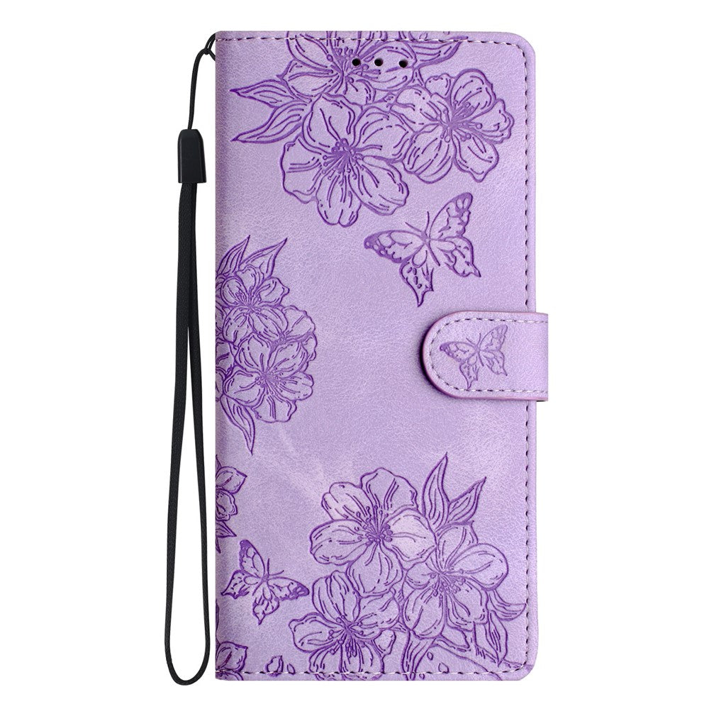For Xiaomi 17 Pro Max Case Butterfly Flower Pattern Skin-Touch Leather Phone Cover - Purple
