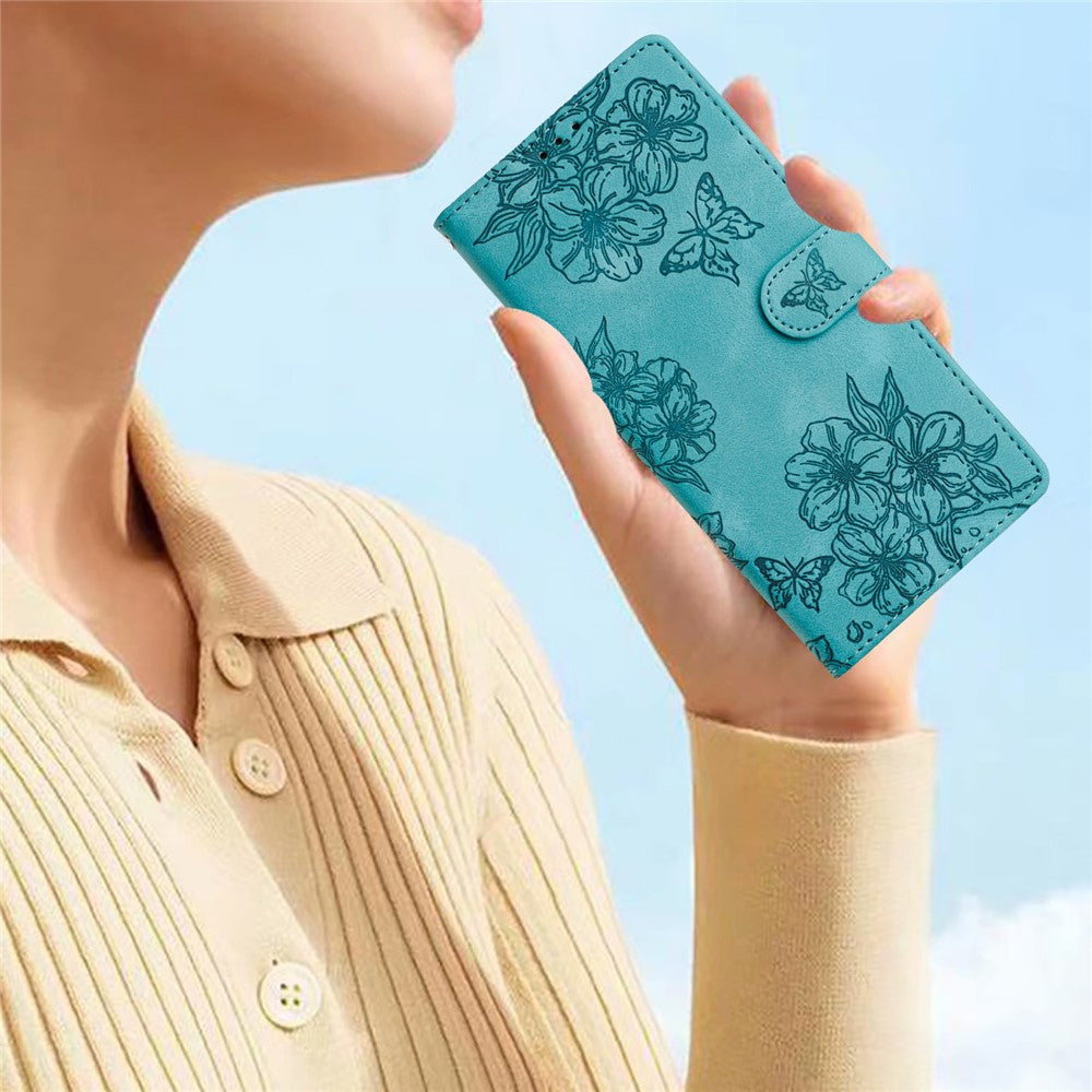 For Xiaomi 17 Pro Max Case Butterfly Flower Pattern Skin-Touch Leather Phone Cover - Green