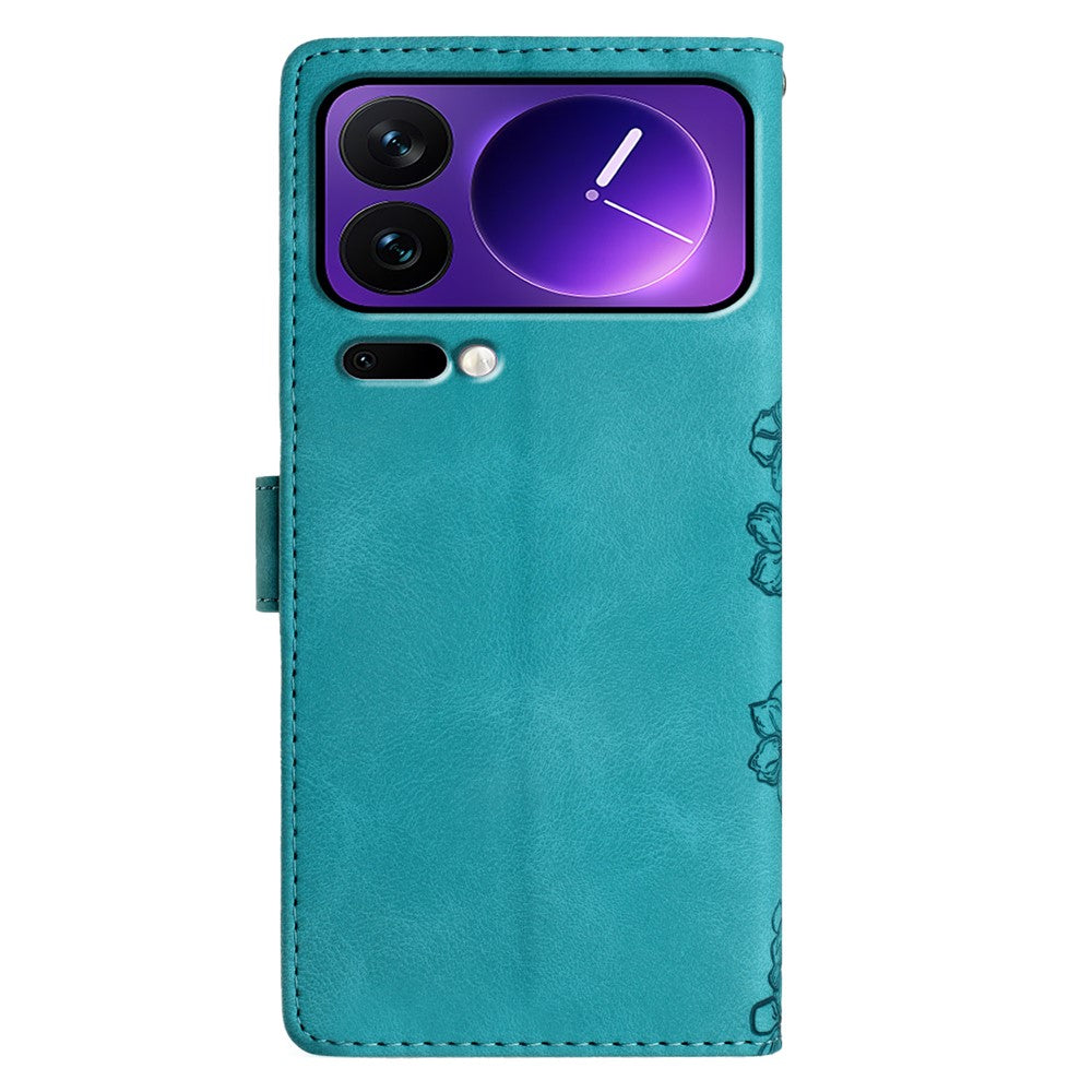 For Xiaomi 17 Pro Max Case Butterfly Flower Pattern Skin-Touch Leather Phone Cover - Green