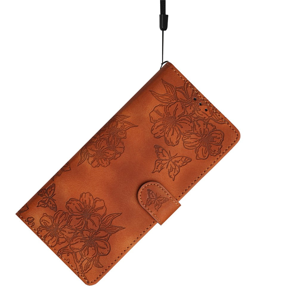 For Xiaomi 17 Pro Max Case Butterfly Flower Pattern Skin-Touch Leather Phone Cover - Brown