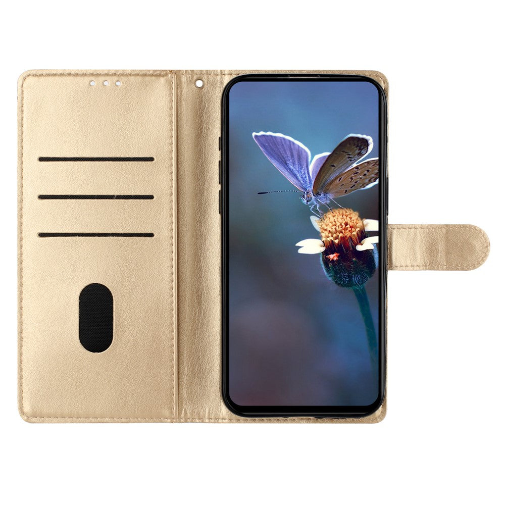 For Xiaomi 17 Pro Max Case Butterfly Flower Pattern Skin-Touch Leather Phone Cover - Gold