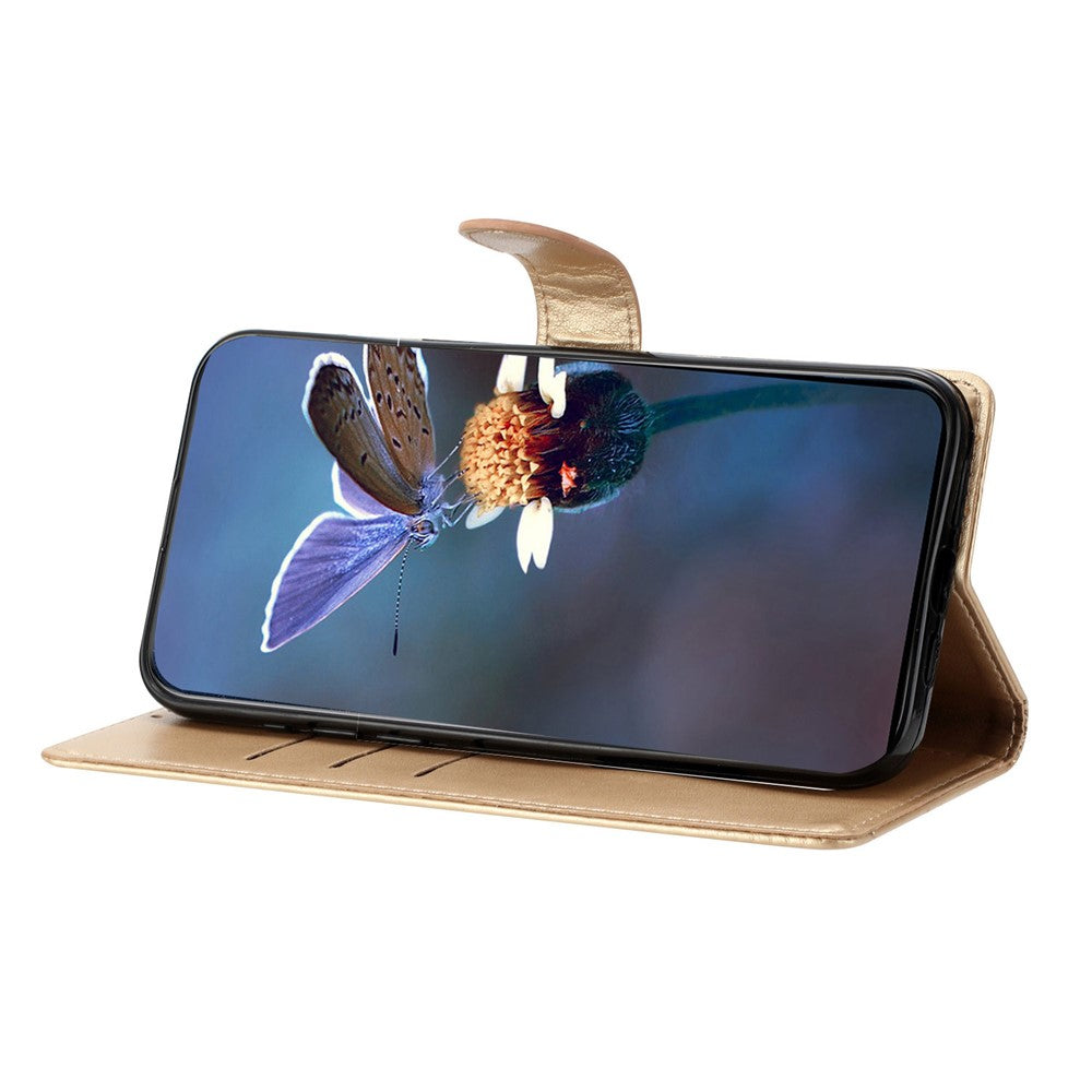 For Xiaomi 17 Pro Max Case Butterfly Flower Pattern Skin-Touch Leather Phone Cover - Gold