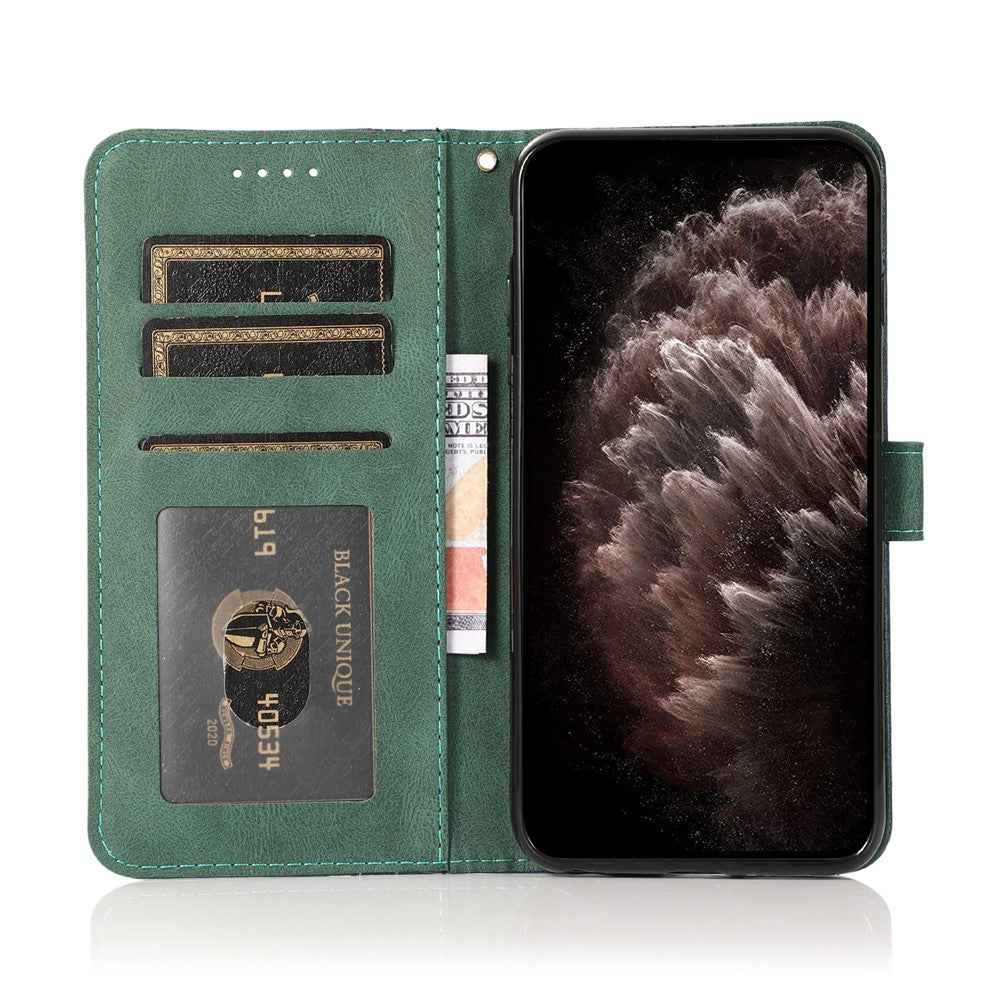 For Xiaomi 17 Pro Case Color Splicing Wallet Stand Leather Phone Cover with Wrist Strap - Blue  /  Green