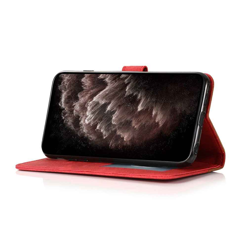 For Xiaomi 17 Pro Case Color Splicing Wallet Stand Leather Phone Cover with Wrist Strap - Brown  /  Red