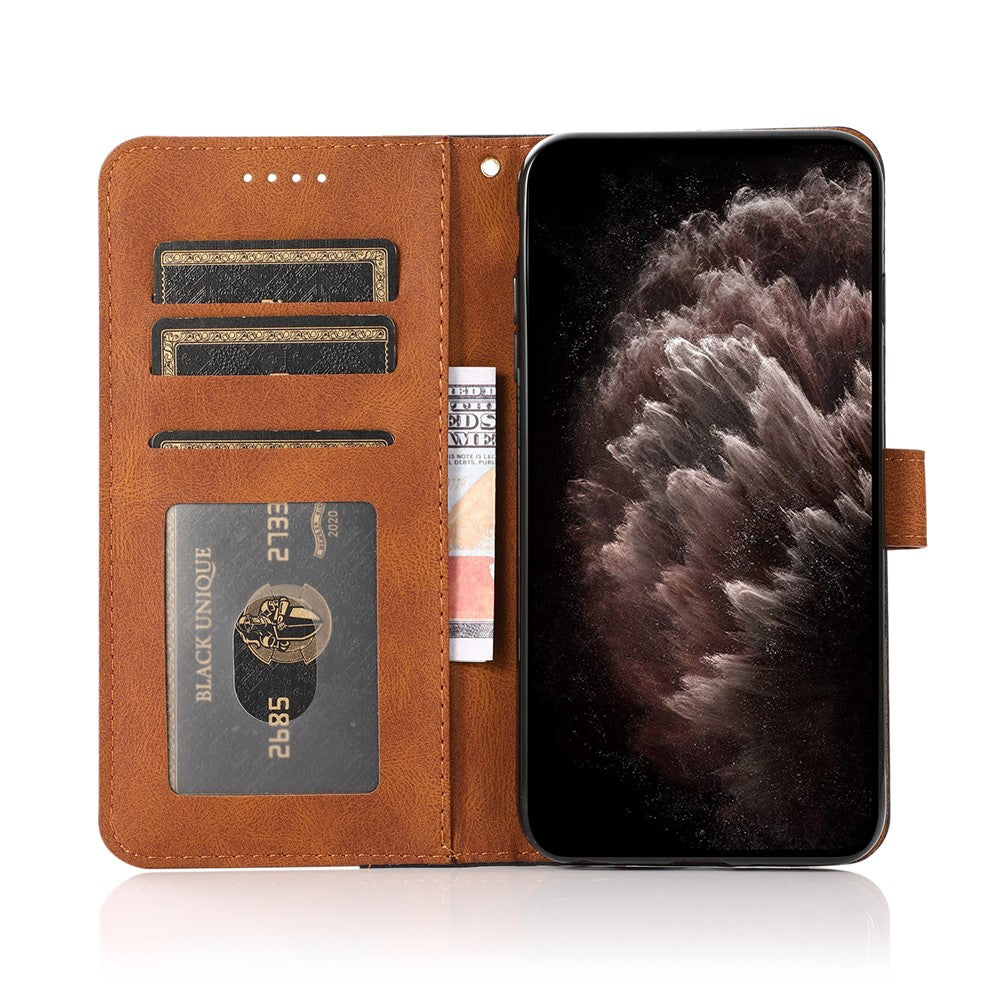 For Xiaomi 17 Pro Max Case Color Splicing Wallet Stand Leather Phone Cover with Wrist Strap - Black  /  Brown