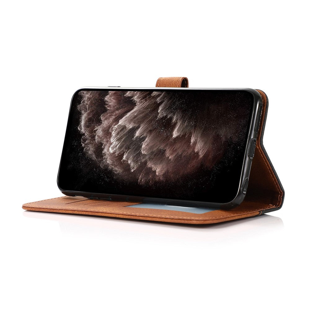 For Xiaomi 17 Pro Max Case Color Splicing Wallet Stand Leather Phone Cover with Wrist Strap - Black  /  Brown