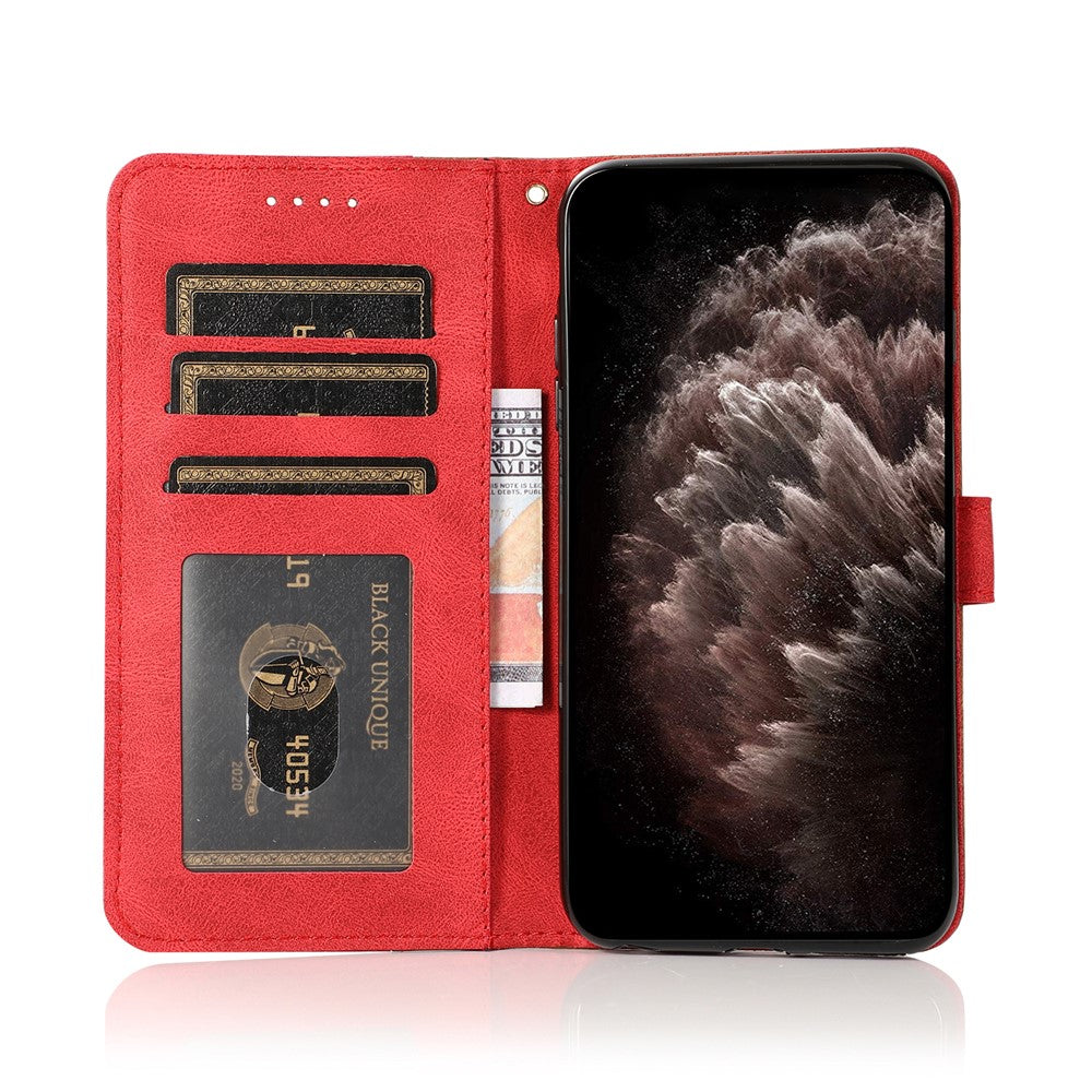 For Xiaomi 17 Pro Max Case Color Splicing Wallet Stand Leather Phone Cover with Wrist Strap - Brown  /  Red