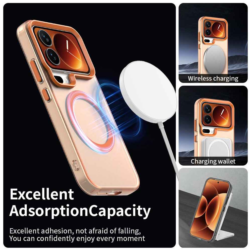 For Xiaomi 17 Pro Magnetic Case Anti Drop Hybrid Phone Back Cover - Orange