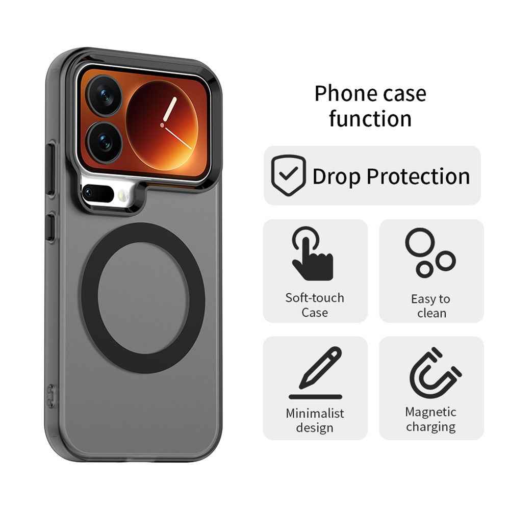 For Xiaomi 17 Pro Magnetic Case Anti Drop Hybrid Phone Back Cover - Black
