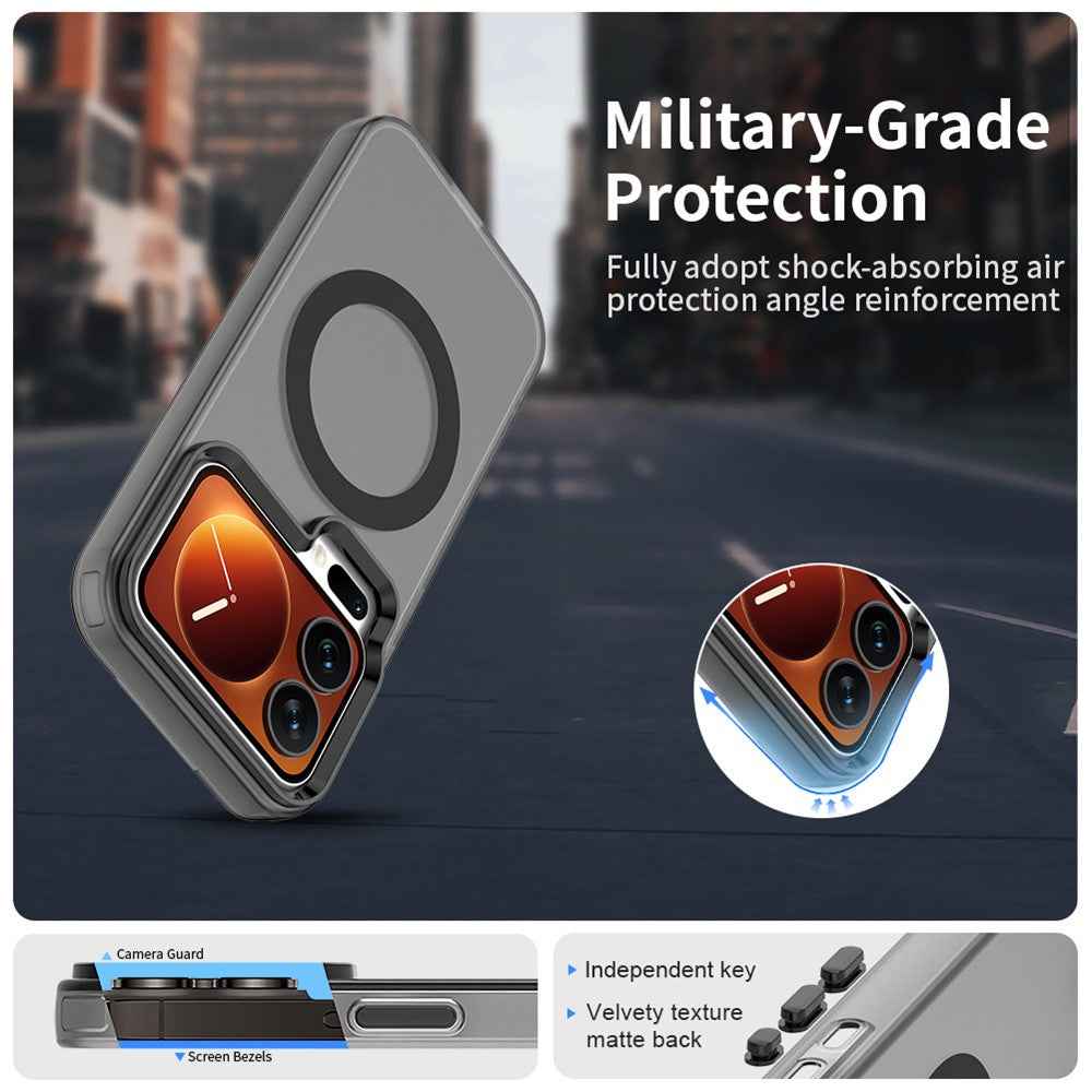 For Xiaomi 17 Pro Magnetic Case Anti Drop Hybrid Phone Back Cover - Black