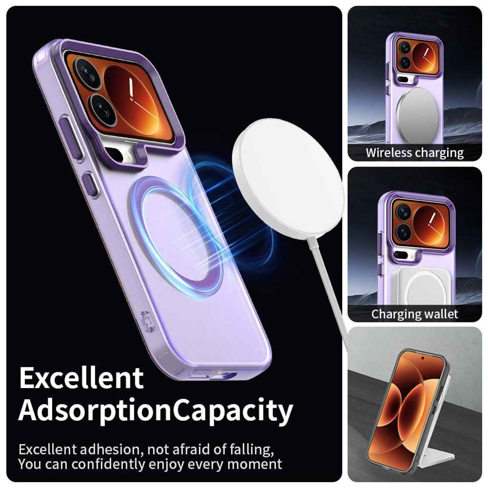For Xiaomi 17 Pro Magnetic Case Anti Drop Hybrid Phone Back Cover - Purple