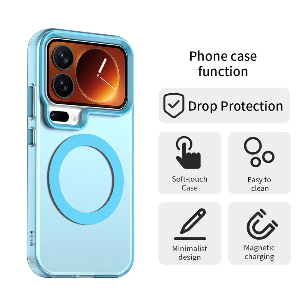 For Xiaomi 17 Pro Max Magnetic Case Anti Drop Hybrid Phone Back Cover - Blue