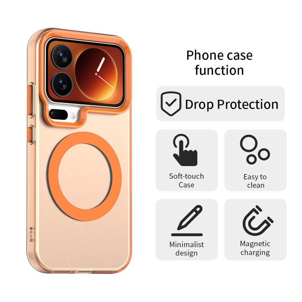 For Xiaomi 17 Pro Max Magnetic Case Anti Drop Hybrid Phone Back Cover - Orange