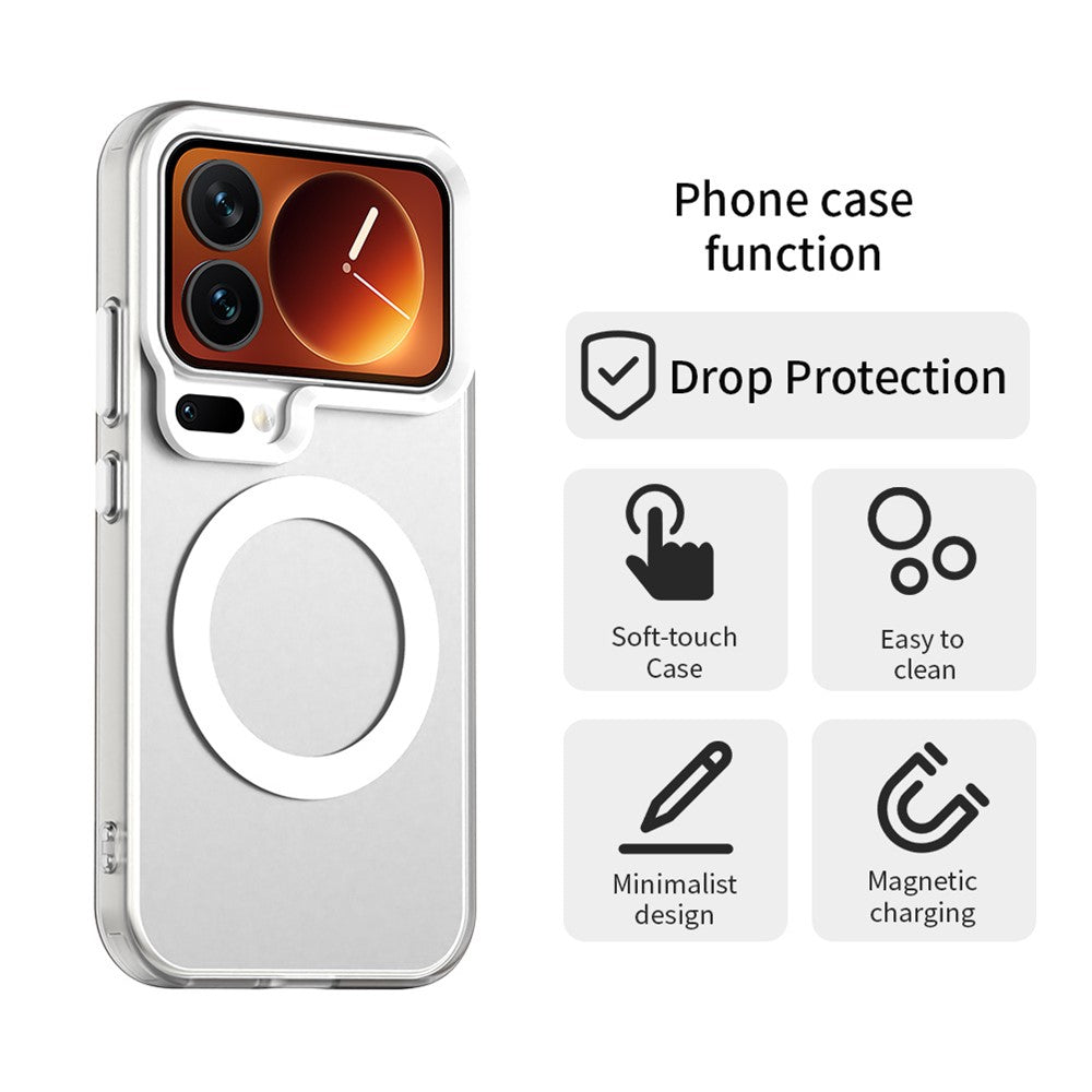 For Xiaomi 17 Pro Max Magnetic Case Anti Drop Hybrid Phone Back Cover - White
