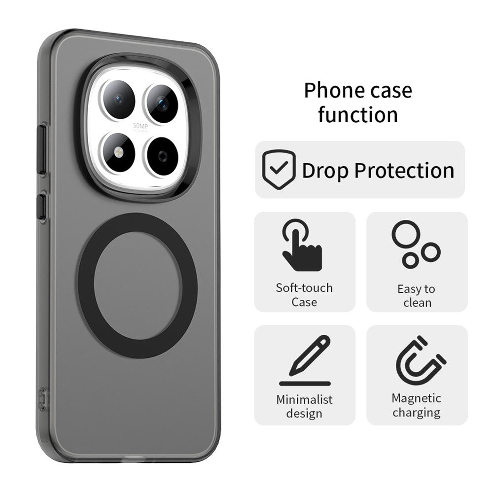 For Xiaomi Redmi Note 15 Pro 5G Magnetic Case Anti Drop Hybrid Phone Back Cover - Black