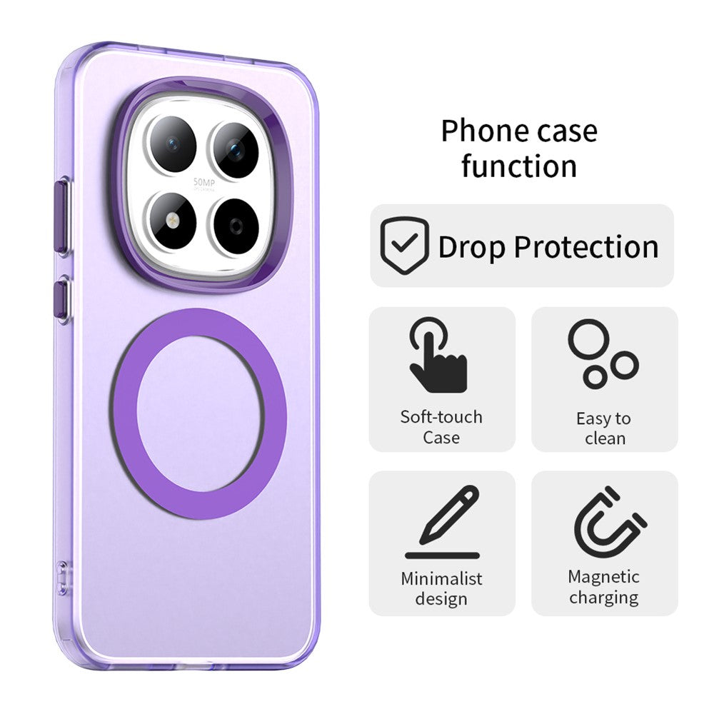 For Xiaomi Redmi Note 15 Pro 5G Magnetic Case Anti Drop Hybrid Phone Back Cover - Purple