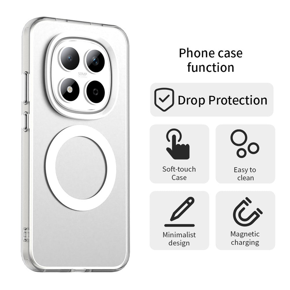 For Xiaomi Redmi Note 15 Pro 5G Magnetic Case Anti Drop Hybrid Phone Back Cover - White