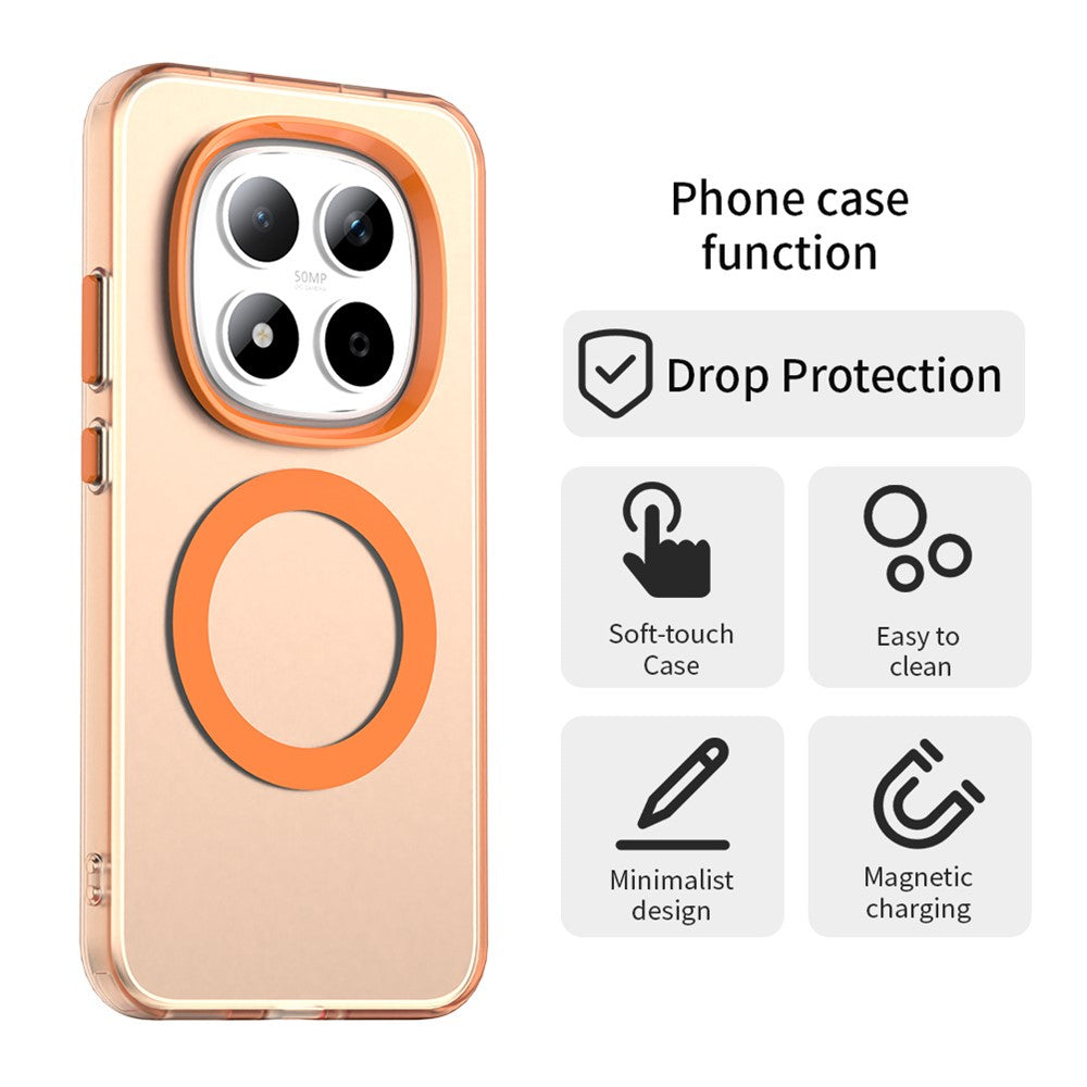 For Xiaomi Redmi Note 15 Pro 5G Magnetic Case Anti Drop Hybrid Phone Back Cover - Orange