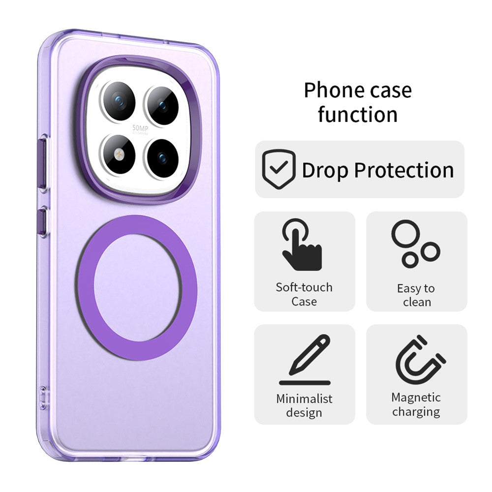 For Xiaomi Poco M8 Pro 5G / Redmi Note 15 Pro+ 5G (Global) Magnetic Case Anti Drop Hybrid Phone Back Cover - Purple