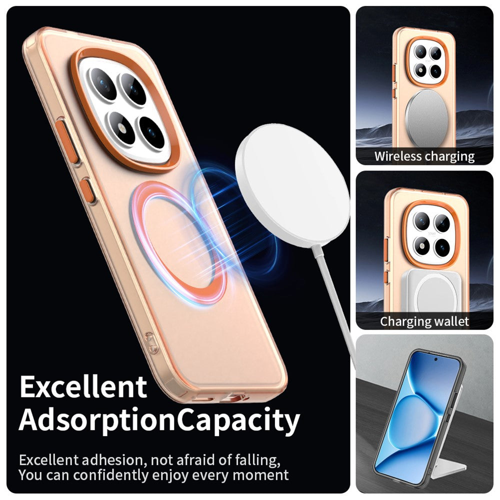For Xiaomi Poco M8 Pro 5G / Redmi Note 15 Pro+ 5G (Global) Magnetic Case Anti Drop Hybrid Phone Back Cover - Orange