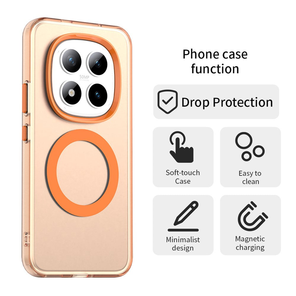 For Xiaomi Poco M8 Pro 5G / Redmi Note 15 Pro+ 5G (Global) Magnetic Case Anti Drop Hybrid Phone Back Cover - Orange