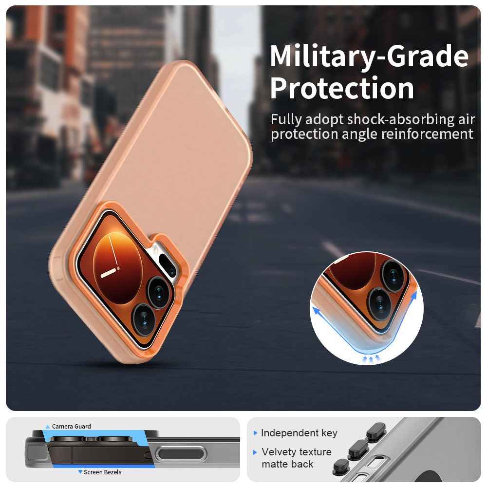 For Xiaomi 17 Pro Case PC + TPU + PET Matte Anti-Drop Phone Back Cover - Orange