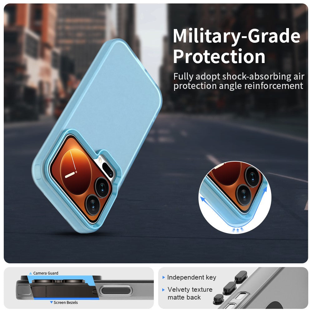 For Xiaomi 17 Pro Max Case PC + TPU + PET Matte Anti-Drop Phone Back Cover - Blue
