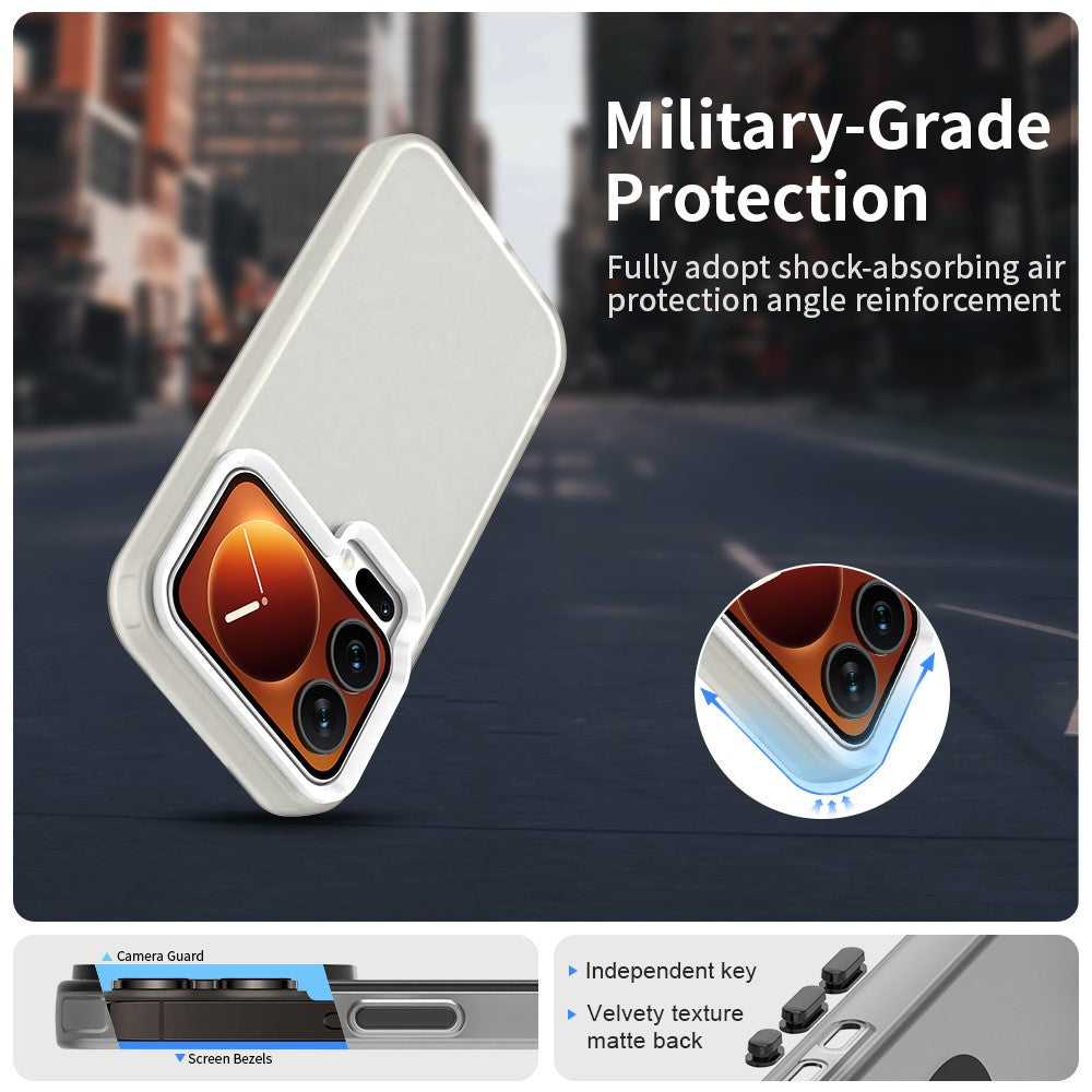 For Xiaomi 17 Pro Max Case PC + TPU + PET Matte Anti-Drop Phone Back Cover - White