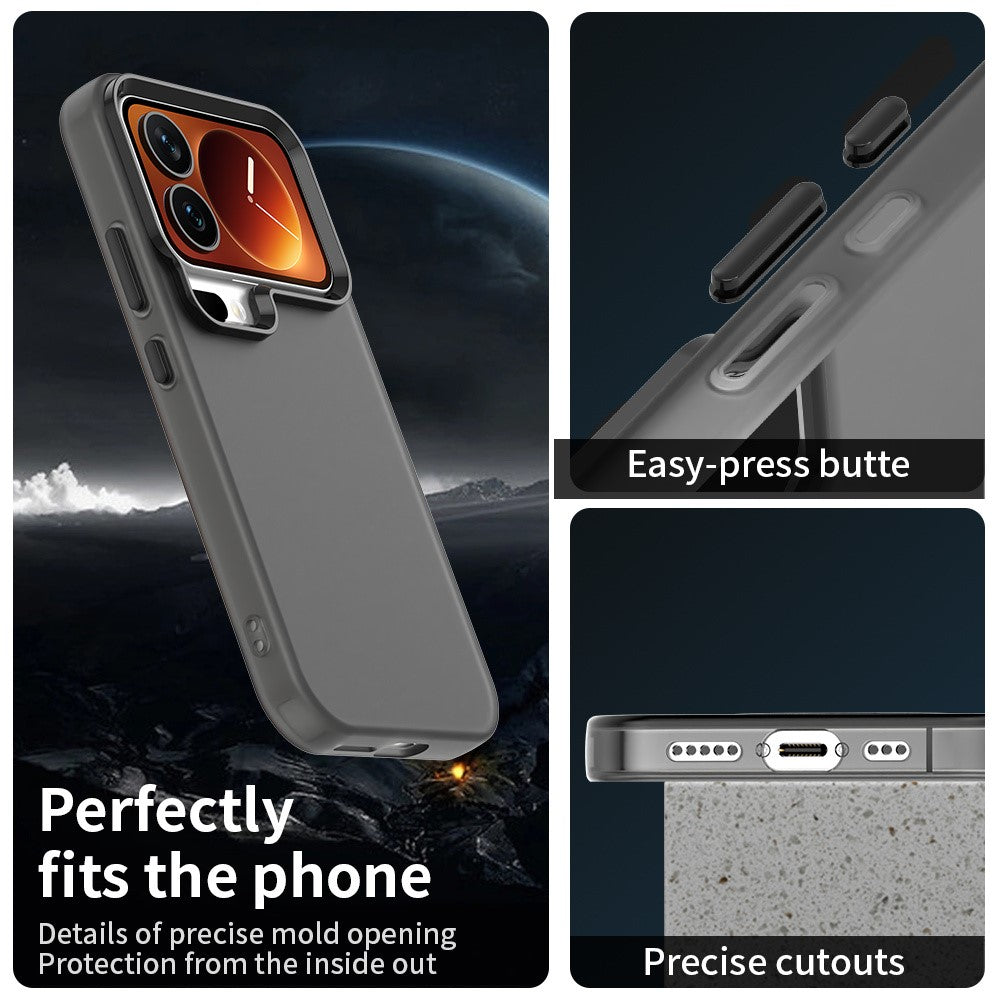 For Xiaomi 17 Pro Max Case PC + TPU + PET Matte Anti-Drop Phone Back Cover - Black