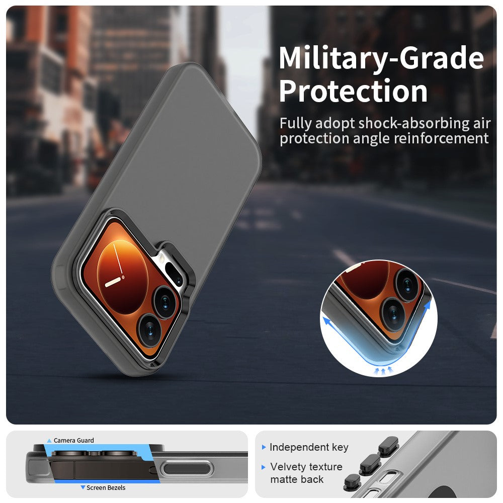 For Xiaomi 17 Pro Max Case PC + TPU + PET Matte Anti-Drop Phone Back Cover - Black