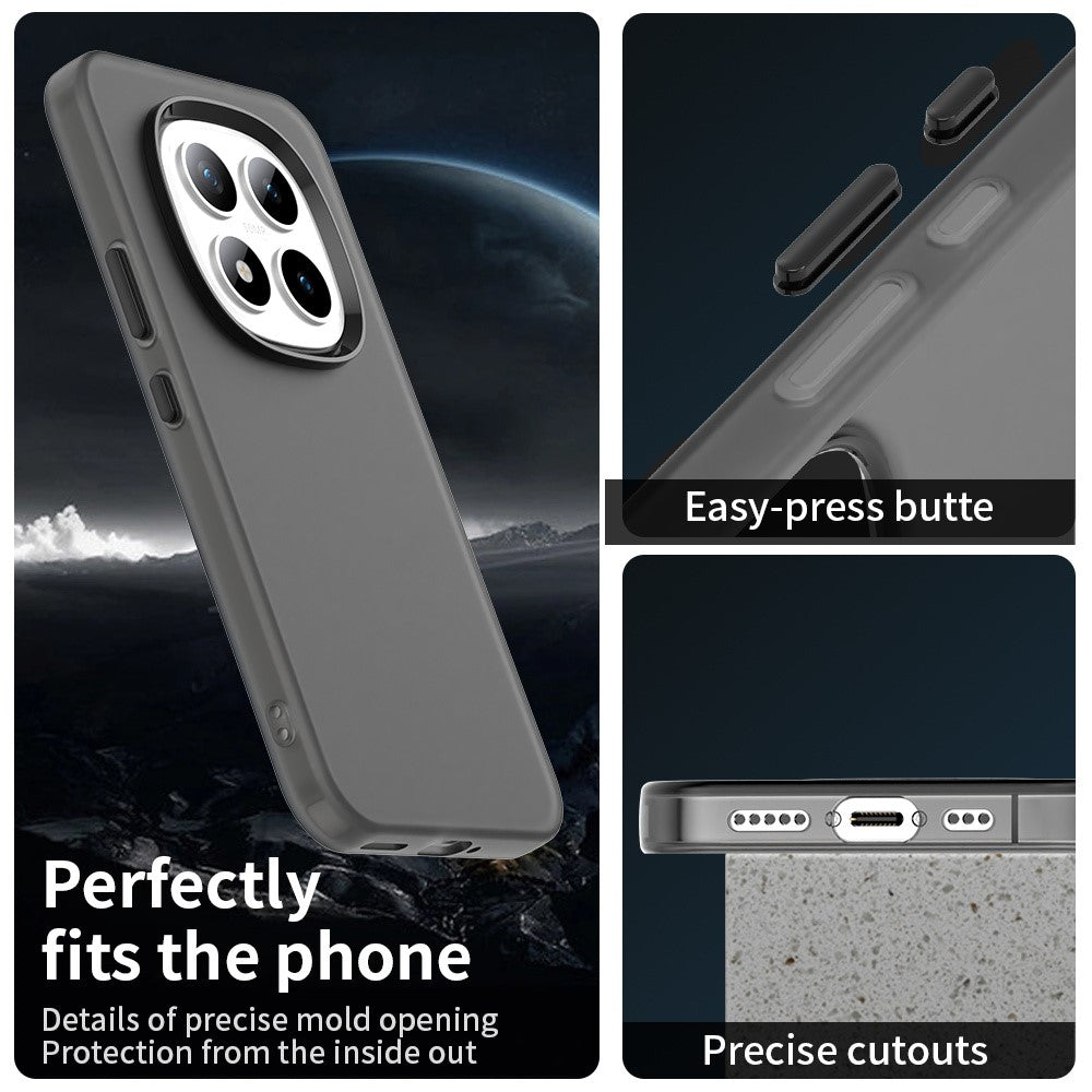 For Xiaomi Redmi Note 15 Pro 5G Case PC + TPU + PET Matte Anti-Drop Phone Back Cover - Black