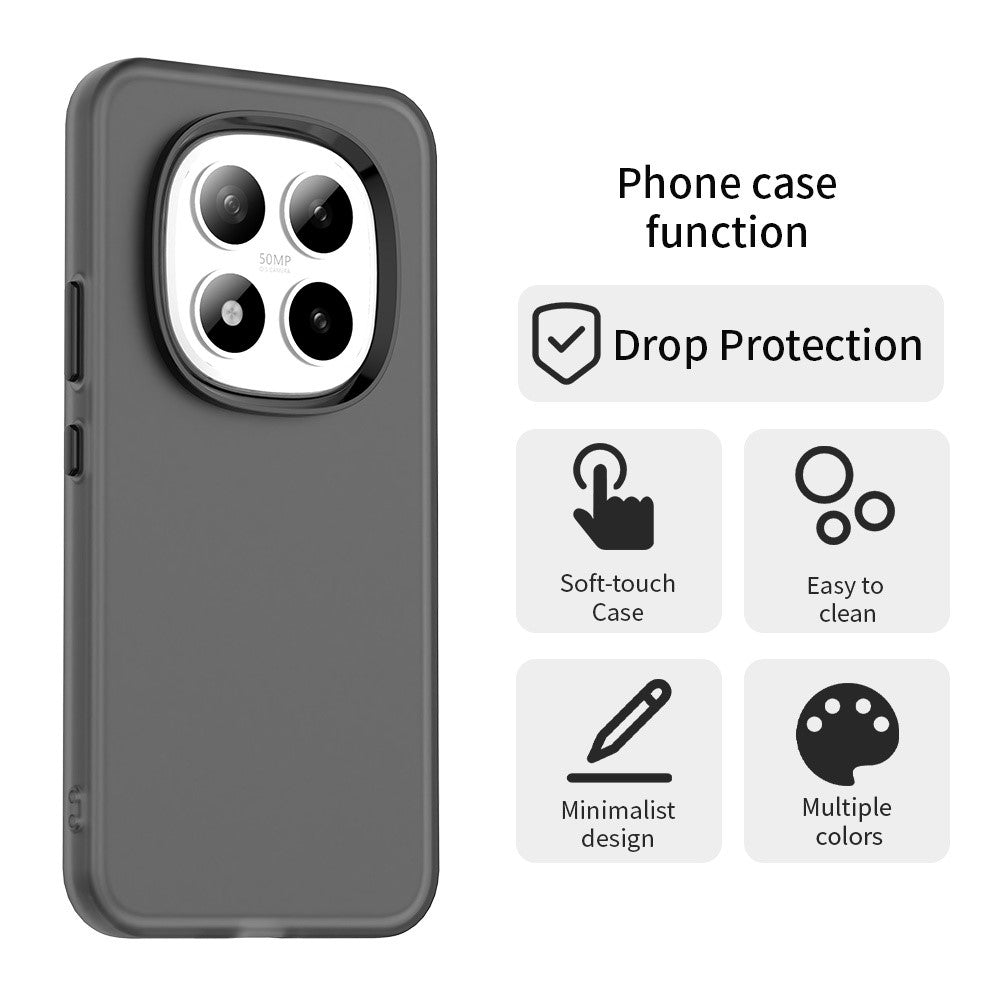 For Xiaomi Redmi Note 15 Pro 5G Case PC + TPU + PET Matte Anti-Drop Phone Back Cover - Black