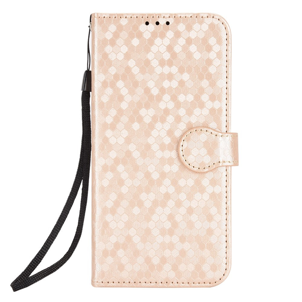 For Motorola Edge 70 5G Wallet Case Dot Pattern Imprint PU Leather Phone Cover with Wrist Strap - Rose Gold