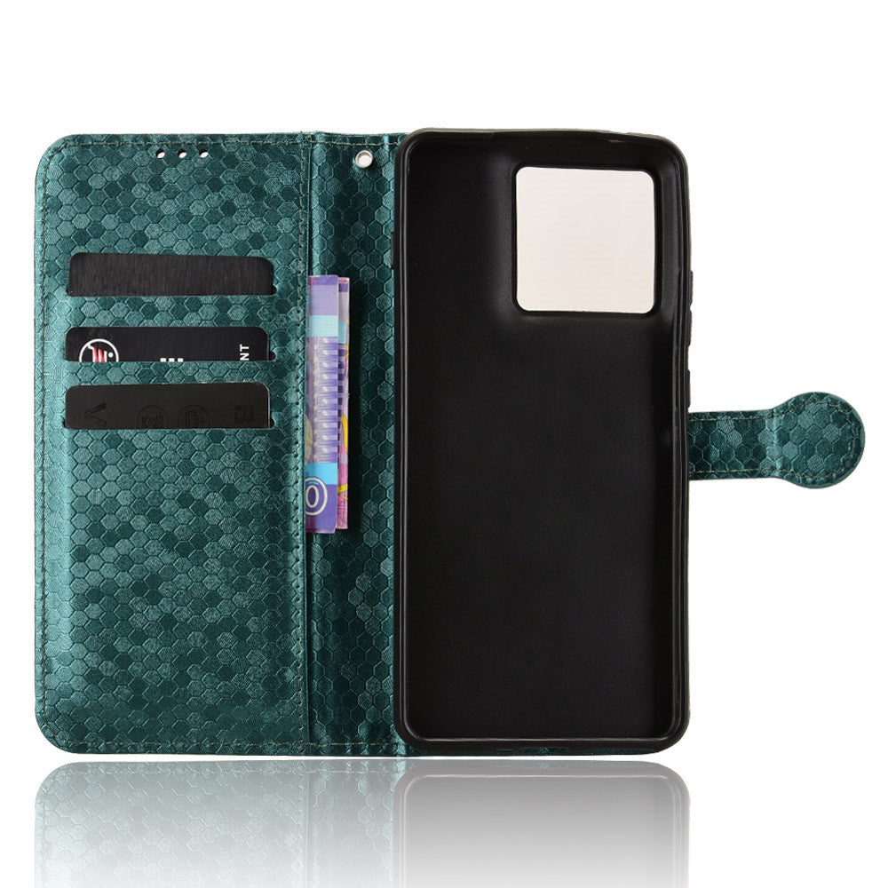 For Motorola Edge 70 5G Wallet Case Dot Pattern Imprint PU Leather Phone Cover with Wrist Strap - Green