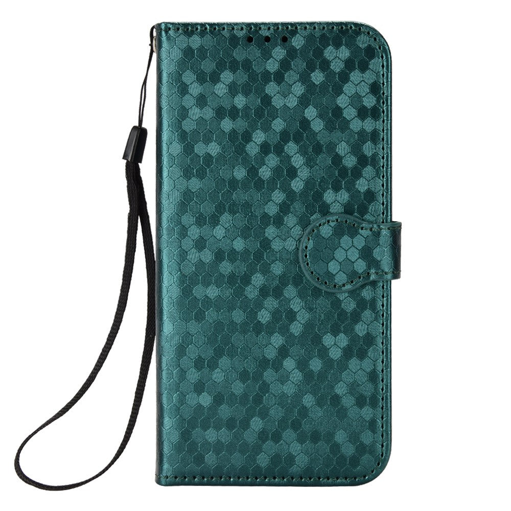 For Motorola Edge 70 5G Wallet Case Dot Pattern Imprint PU Leather Phone Cover with Wrist Strap - Green