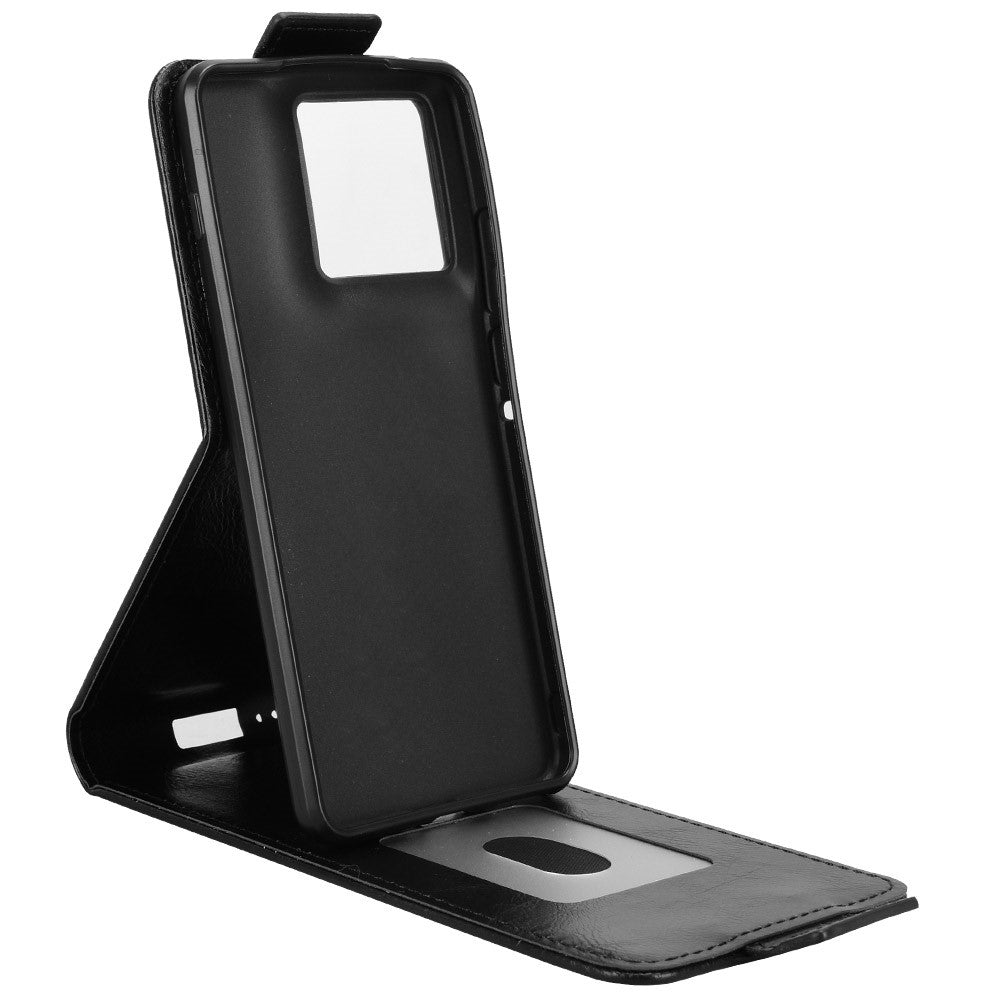 For Motorola Edge 70 5G Stand Case Magnetic Clasp Vertical Flip Leather Phone Cover with Card Holder - Black