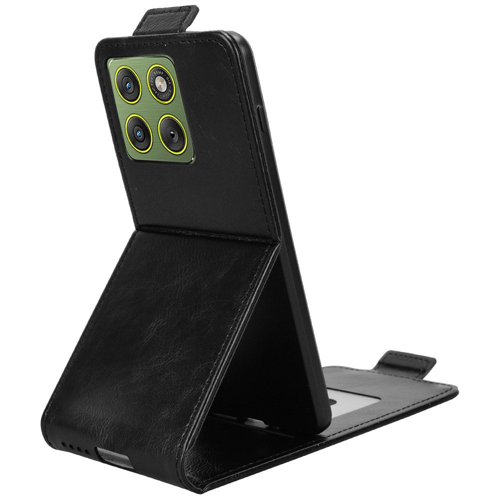 For Motorola Edge 70 5G Stand Case Magnetic Clasp Vertical Flip Leather Phone Cover with Card Holder - Black