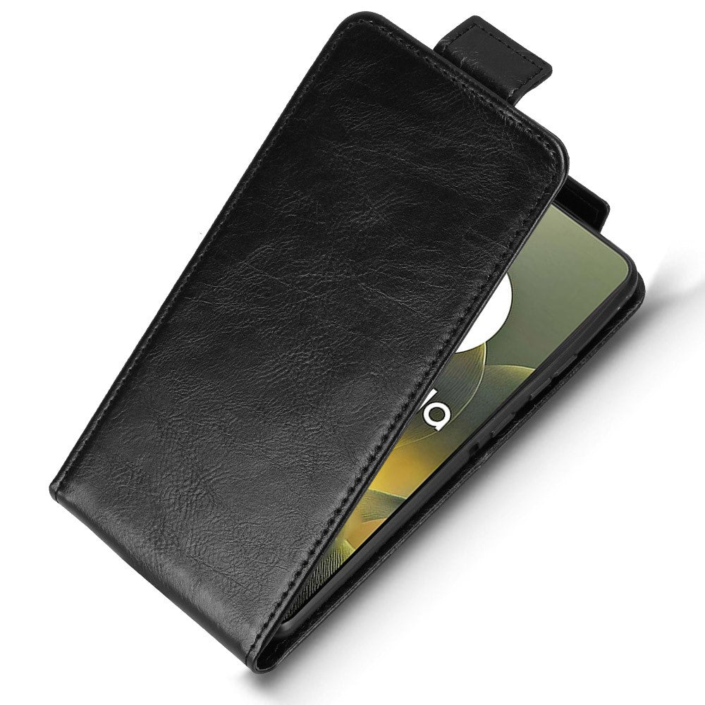 For Motorola Edge 70 5G Stand Case Magnetic Clasp Vertical Flip Leather Phone Cover with Card Holder - Black