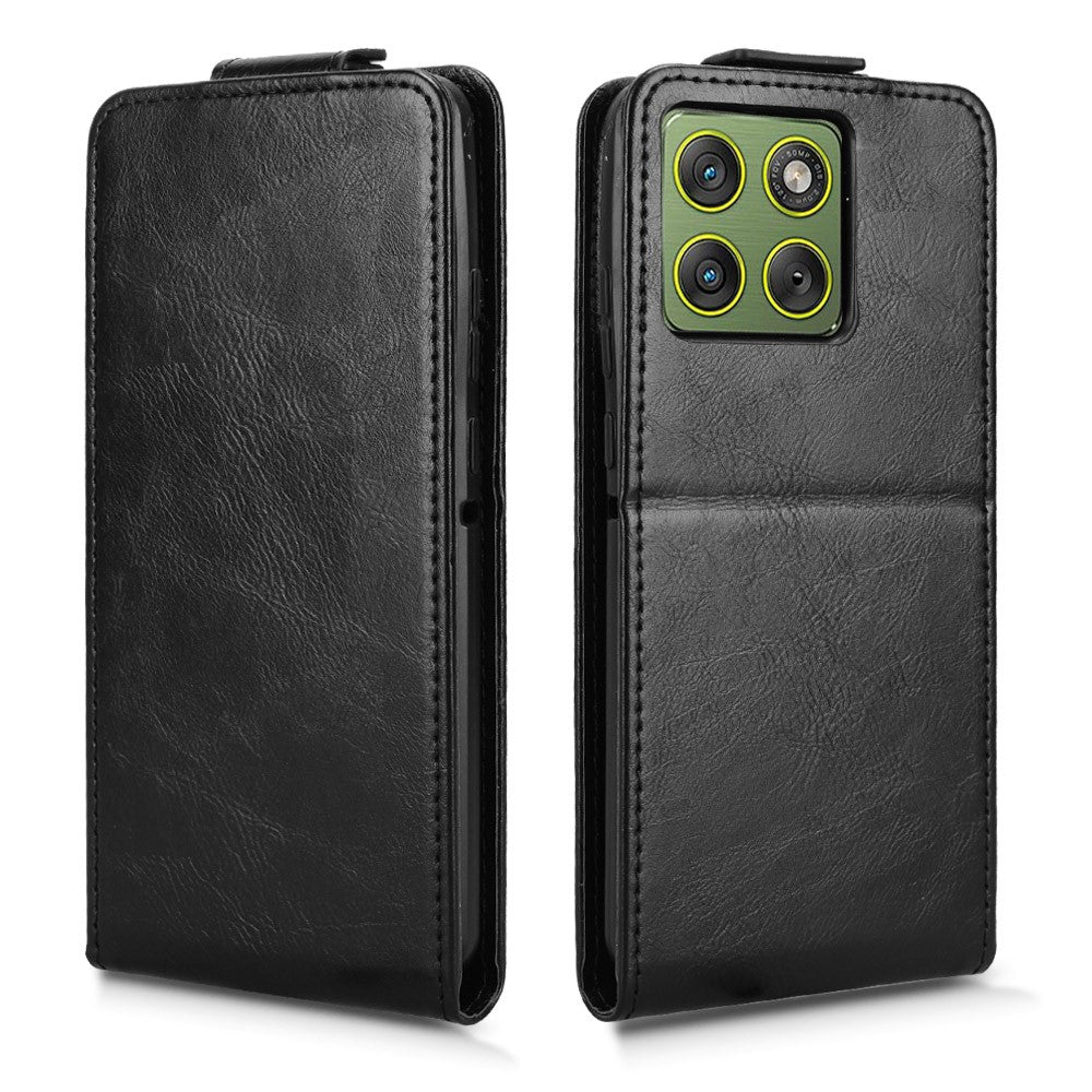 For Motorola Edge 70 5G Stand Case Magnetic Clasp Vertical Flip Leather Phone Cover with Card Holder - Black