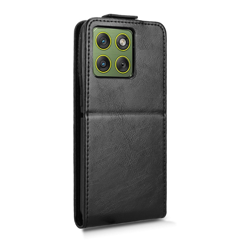 For Motorola Edge 70 5G Stand Case Magnetic Clasp Vertical Flip Leather Phone Cover with Card Holder - Black