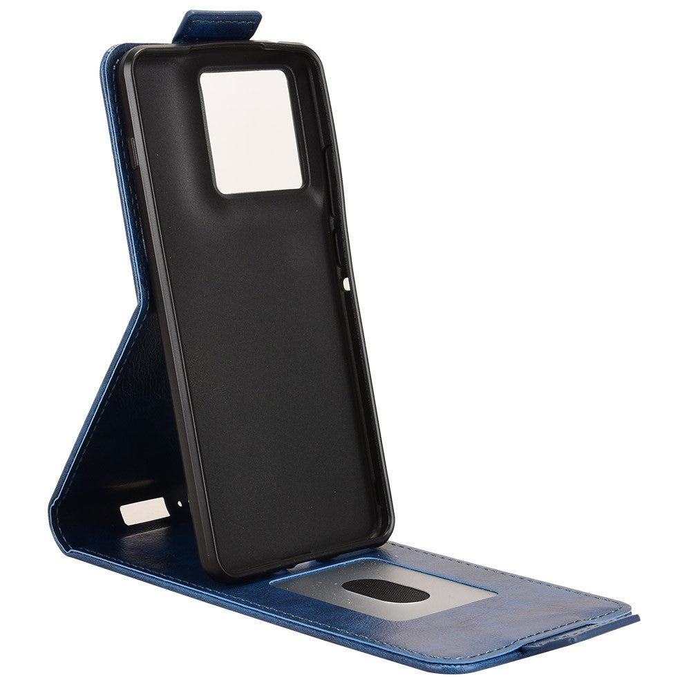 For Motorola Edge 70 5G Stand Case Magnetic Clasp Vertical Flip Leather Phone Cover with Card Holder - Dark Blue