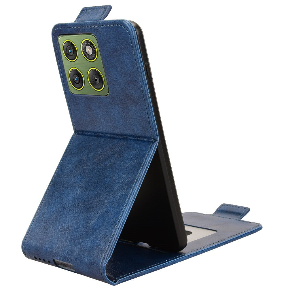 For Motorola Edge 70 5G Stand Case Magnetic Clasp Vertical Flip Leather Phone Cover with Card Holder - Dark Blue