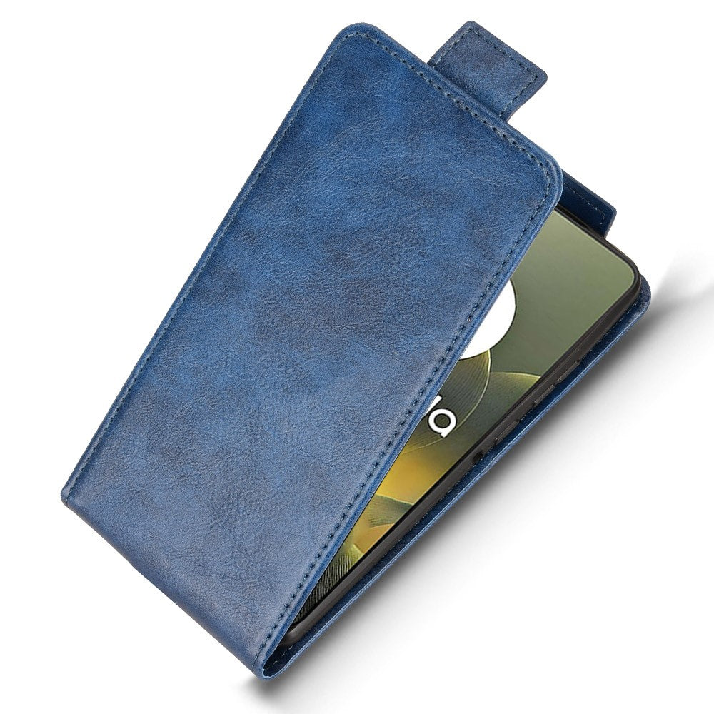 For Motorola Edge 70 5G Stand Case Magnetic Clasp Vertical Flip Leather Phone Cover with Card Holder - Dark Blue