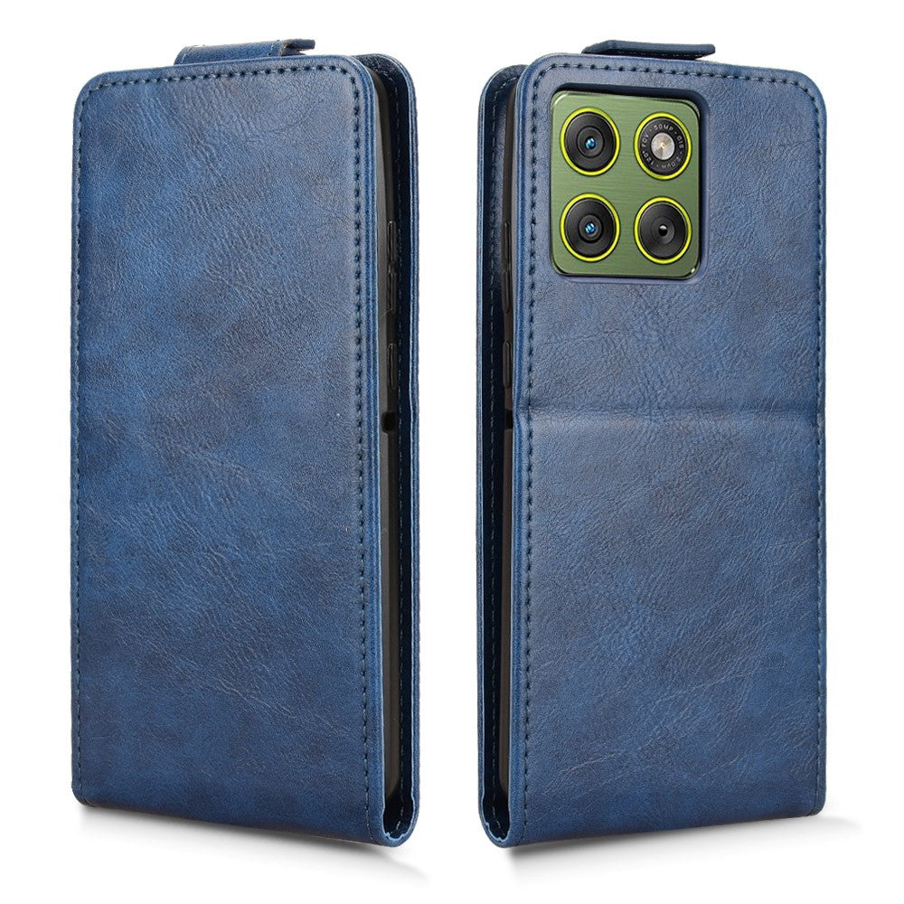 For Motorola Edge 70 5G Stand Case Magnetic Clasp Vertical Flip Leather Phone Cover with Card Holder - Dark Blue