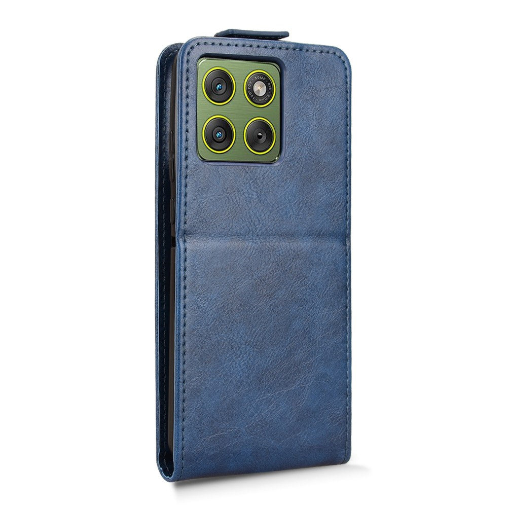 For Motorola Edge 70 5G Stand Case Magnetic Clasp Vertical Flip Leather Phone Cover with Card Holder - Dark Blue