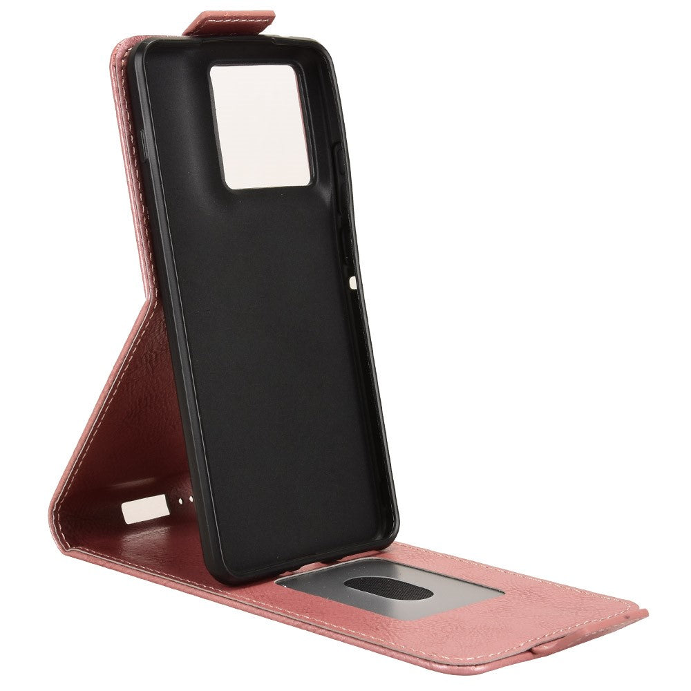 For Motorola Edge 70 5G Stand Case Magnetic Clasp Vertical Flip Leather Phone Cover with Card Holder - Rose Gold